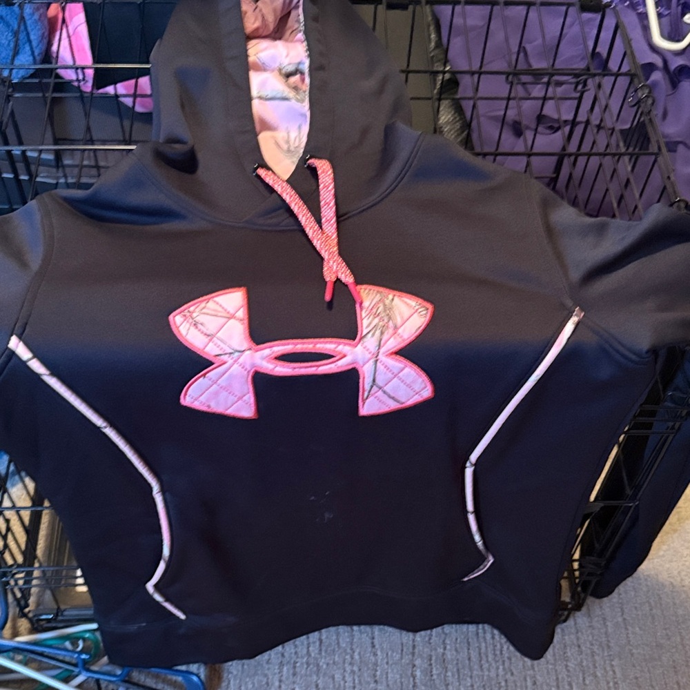 Under Armour Black Hoodie with Pink Logo